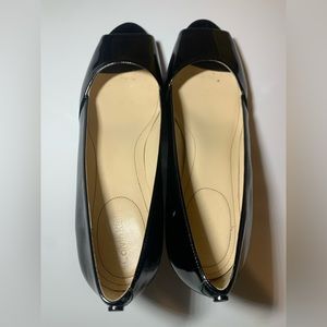 Black Patent Leather Calvin Klein Peep Toe Pumps